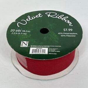 Velvet Ribbon Red 2.5in 20 yds Christmas Holidays Gift Wrapping